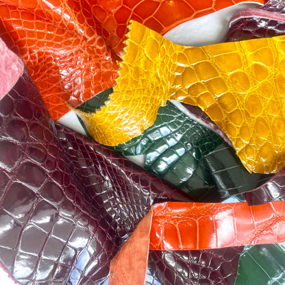 1 lb Mixed American Alligator Leather Scraps – Assorted Colors & Sizes