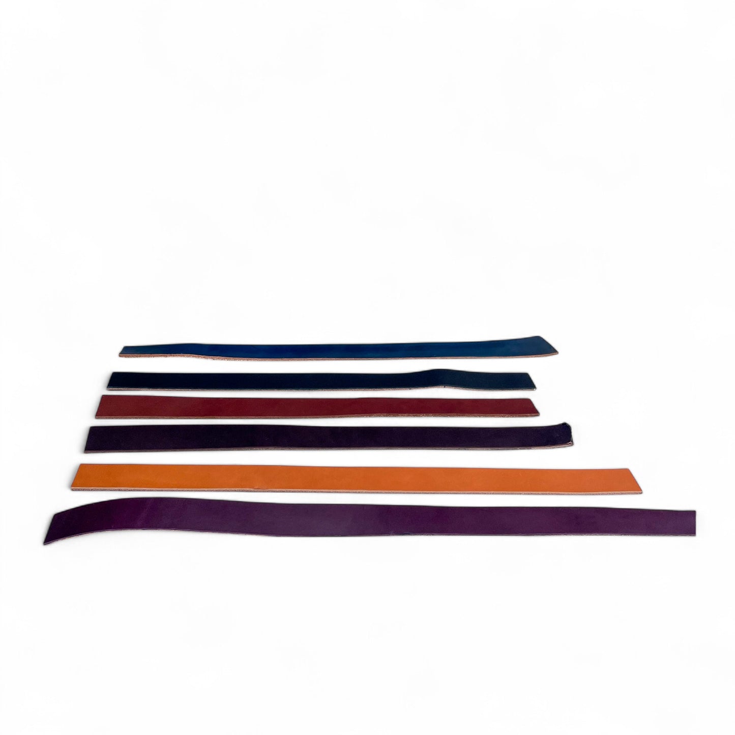 6 Leather Strips in Mixed Colors, 10 to 12 oz, 1.25 to 1.5" Wide, 15-18" long